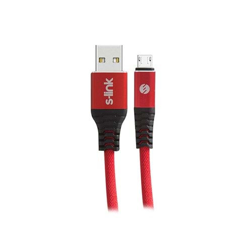 S-link Swapp SW-KC61MR 1m 2.4A Micro Usb Kılıflı Kırmızı Data + Şarj Kablosu