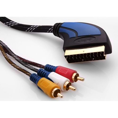 S-link SLX-931 SCART TO 3RCA 5m Gold+Kılıflı Kablo