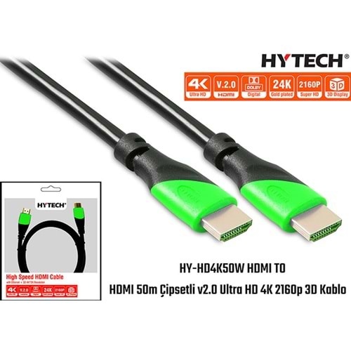 Hytech HY-HD4K50W HDMI TO HDMI 50m Çipsetli v2.0 Ultra HD 4K 2160p 3D Kablo