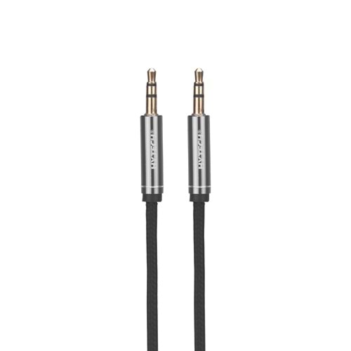 Hytech HY-X72 1m Gri Metal konektörlü 3.5mm Stereo Siyah Ses Kablosu