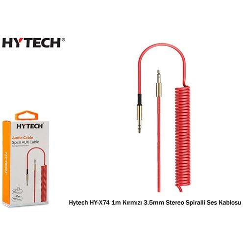 Hytech HY-X74 1m Kırmızı 3.5mm Stereo Spiralli Ses Kablosu