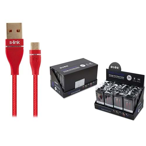 S-link Swapp SW-C540 1M 3A Micro Usb Kırmızı Şarj Kablosu