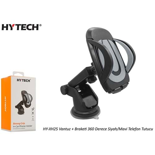 HYTECH HY-XH25 Vantuz + Braketi 360 Derece Siyah-Gri Telefon Tutucu