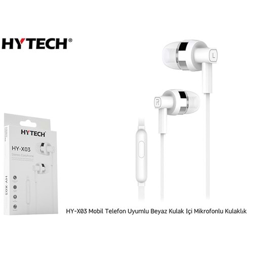 Hytech HY-X03 Mobil Telefon Uyumlu Beyaz Kulak İçi Mikrofonlu Kulaklık