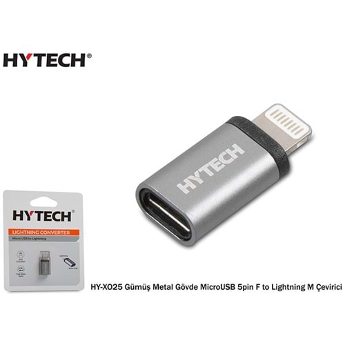 Hytech HY-XO25 Gümüş MicroUSB 5pin F to Lightning M Metal Gövdeli Çevirici