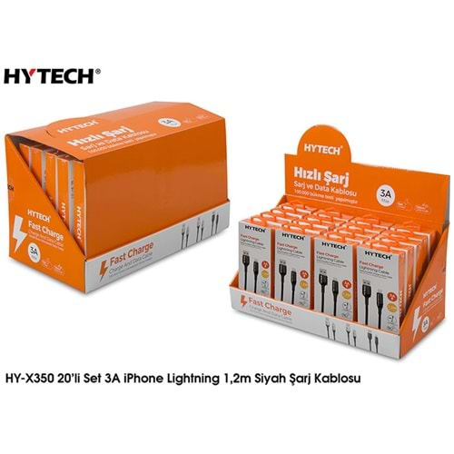 Hytech HY-X350 3A iPhone Lightning 1,2m Siyah Şarj Kablosu