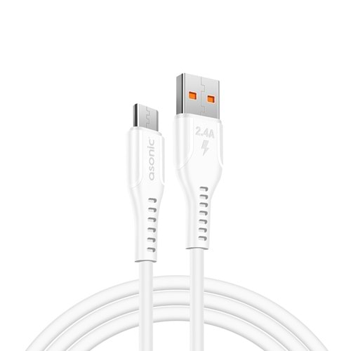 Asonic AS-X206 Micro Usb Beyaz 1m 2A 3*Siyah + 3*Beyaz Data + Şarj Kablosu