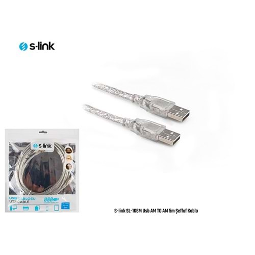 S-link SL-166M Usb AM TO AM 5m Şeffaf Kablo