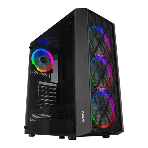 Everest BUMPY 4*12cm RGB Fan Tempered Camlı ATX Mid-T Gaming Oyuncu Kasası