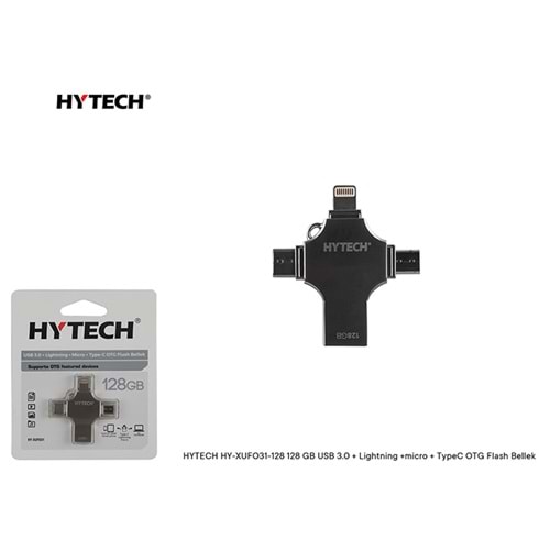 HYTECH HY-XUFO31-128 128 GB USB 3.0 + Lightning +micro + TypeC OTG Flash Bellek