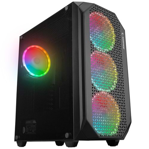 Rampage ZUKO 600W 80+ BRONZE Siyah 4*14cm Rainbow Temperli Camlı ATX Mid-T Gaming Oyuncu Kasası