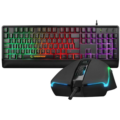 Rampage KM-99 DOBBLE Rainbow Backlight 7 Tuşlu 6400dpi Gaming Klavye + Mouse Set