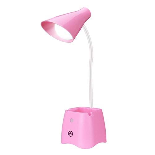 S-link SL-M9052 Pembe 14 Ledli 3V 500mAh Kalemlikli Masa Lambası