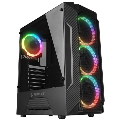 Rampage FUSION 650W 80+ BRONZE 4*12cm Rainbow Temperli Camlı ATX Mid-T Gaming Oyuncu Kasası