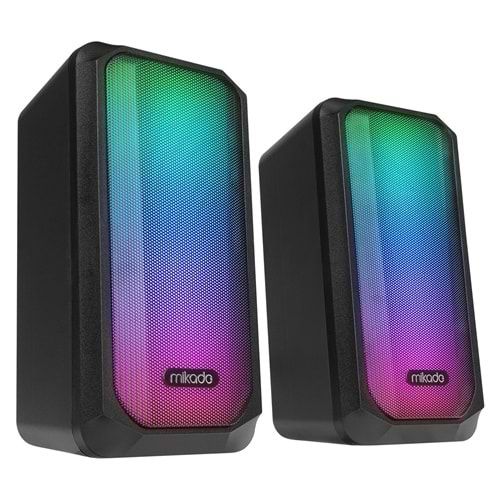 Mikado MD-356 2.0 5Wx2CH RGB Ledli Siyah USB Multimedia Oyuncu Speaker Hoparlör