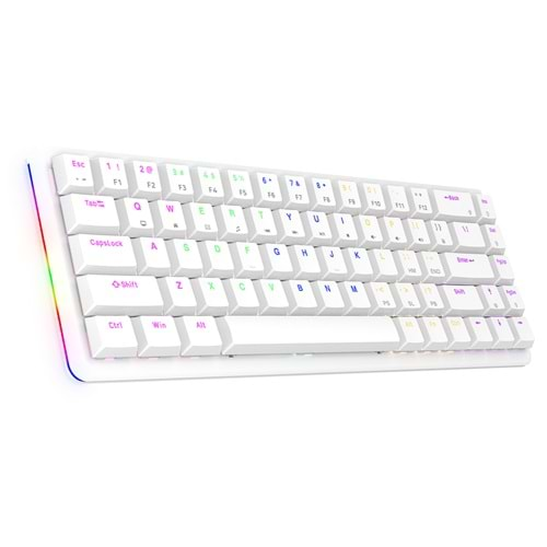 Rampage REBEL Beyaz Low Profile BLUE SWITCH Mekanik Gaming Oyuncu Klavye US Layout English Rainbow