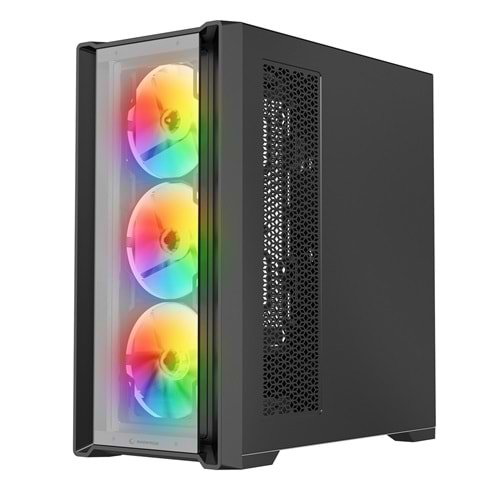 Rampage SIRIUS Temperli Camlı Siyah 4*12cm RGB Fan E-ATX Mid-T Gaming Oyuncu Kasası