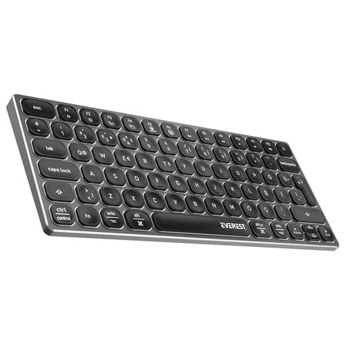 Everest KB-BT97 Siyah/Gri Bluetooth Ultra İnce+Şarjlı Q Mac/Win/Android/Ios Uyumlu Kablosuz klavye