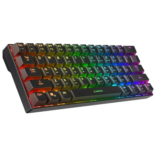 Rampage KB-RX63 B-ATOM Siyah Bluetooth RGB Backlight RED SWITCH US Layout English 63 Tuşlu Mini Gaming Oyuncu Klavyesi