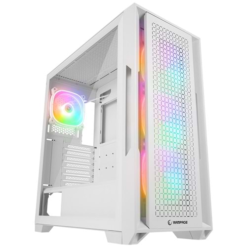 Rampage RADIANT V1 WHITE 2* USB3.0 Temperli Camlı 4*ARGB Fan+Hub E-ATX Exclusive Gaming Oyuncu Kasası