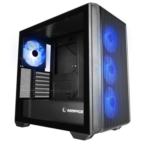 Rampage CRAFT Siyah Mesh Type-C*1+Usb3.0*2+Hd Audio 1*14CM+3*12CM ARGB Fan ATX Mid-T Gaming Oyuncu Kasası