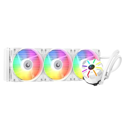 Rampage HELIOS C3 Beyaz 68CFM 1800RPM Rainbow AMD AM5/INTEL LGA1700 360mm Sıvı Soğutmalı CPU Fan