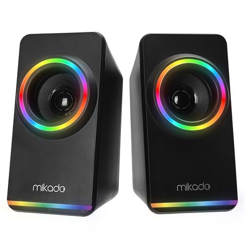 Mikado MD-182 2.0 3W*2 Siyah RGB Aydınlatmalı USB + 3.5mm USB 5V Speaker Hoparlör