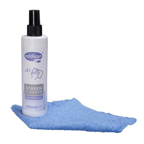 Addison 300871 Ekran Temizleyici Sprey 250ml + Mikrofiber Bez