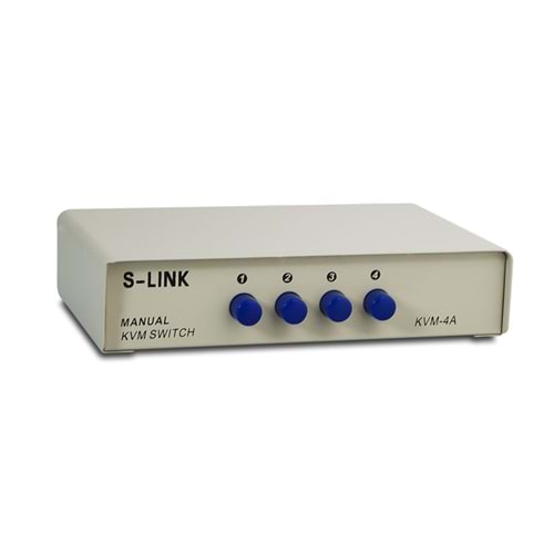 S-link KVM-4A 4 Port VGA+PS2 1.8 M/F Kablosuz Manuel Kvm Switch