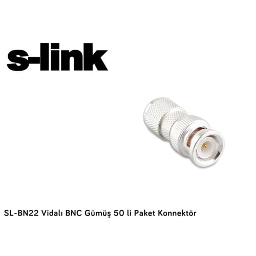 S-link SL-BN22 Vidalı BNC Gümüş 100lü Paket Konnektör