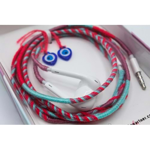 MP Hand Made Earphone 3,5 mm Jack - Pink&Turguolse