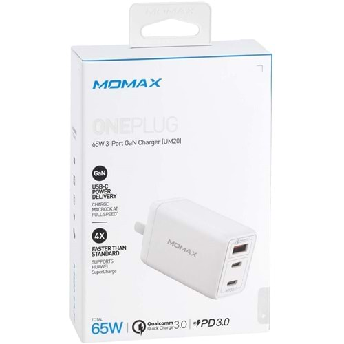 Oneplug 3-Port GaN Charger (65W) White