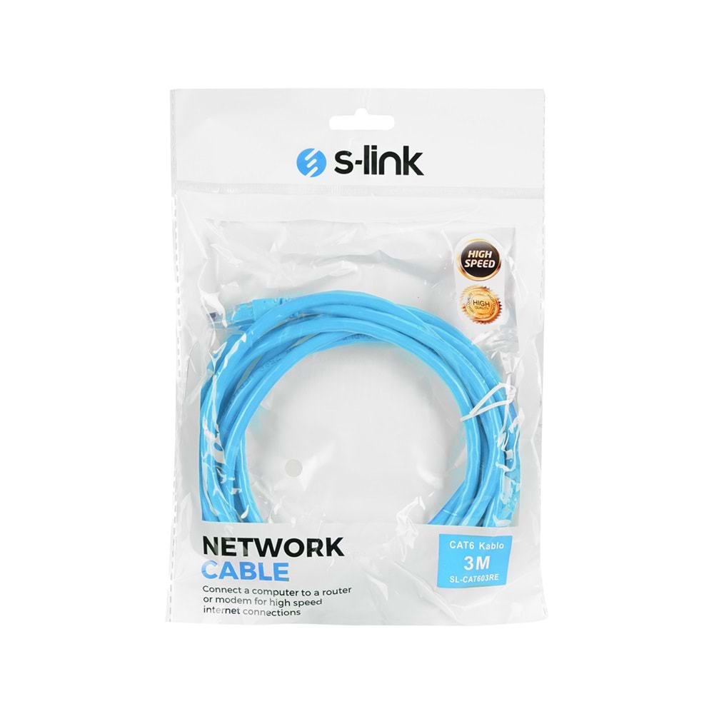 S-link SL-CAT603BL 3m Mavi CAT6 Kablo