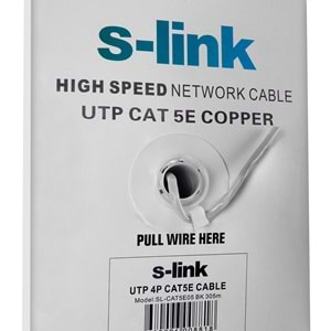 S-link SL-CAT5E05BK 305m 0.5mm 24 AWG Full Bakır UTP CAT5E Kablo