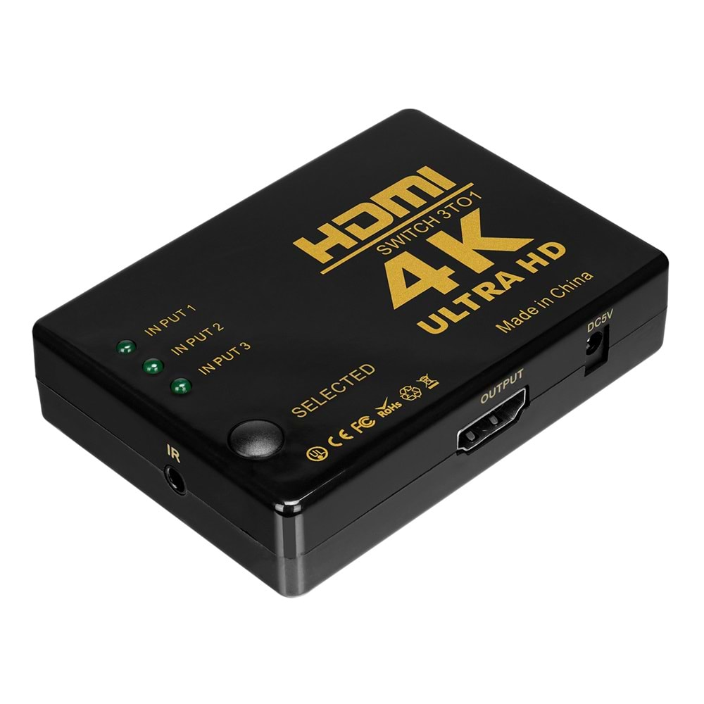 S-link SL-HSW4K33 HDMI 3TO1 SWITCH 4K*2K, IR +Adaptör