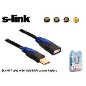 S-link SLX-977 Usb2.0 5m Gold Kılıflı Uzatma Kablosu