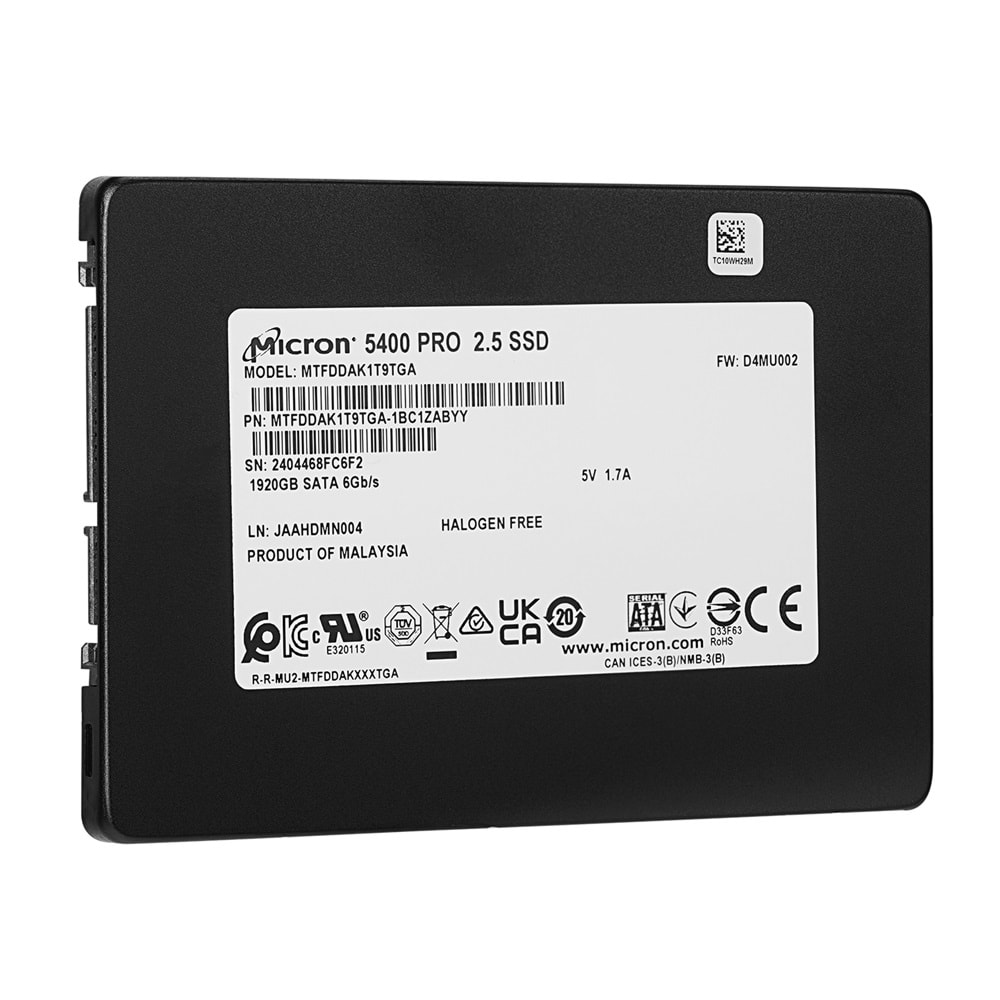Micron MTFDDAK1T9TGA-1BC1ZABYYR 5400 PRO 1920GB SATA 2.5 (7mm) Non-SED Enterprise SSD