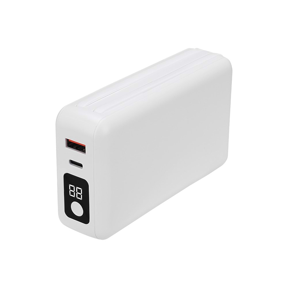 S-link G225 20000mAh Lightning+Type-C Kablolu Powerbank Beyaz PD22.5W LCD AC Prizli Taşınabilir Pil Şarj Cihazı