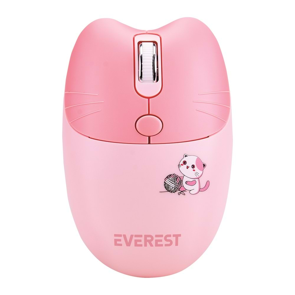 Everest KM-6283 CATTY Renkli Tuşlu Pembe Kablosuz Q Multimedia Klavye + Mouse + Pad Set