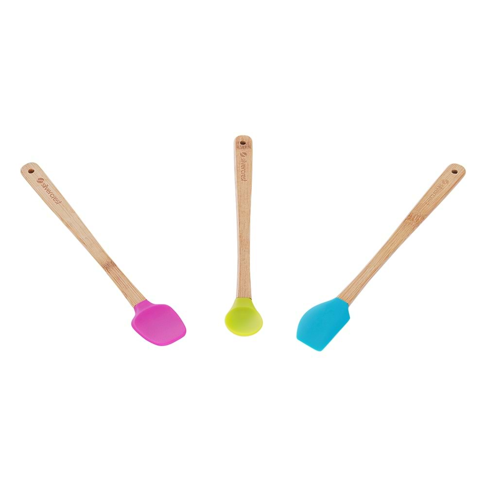 Silver Crest SPT-03 3 Lu Renkli 26CM Uzun Silikon Bambu Spatula Seti