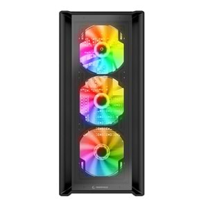 Rampage SIRIUS Temperli Camlı Siyah 4*12cm RGB Fan E-ATX Mid-T Gaming Oyuncu Kasası