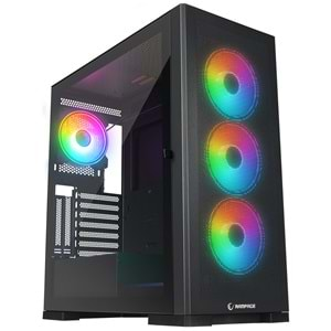 Rampage MAGNIFIC Mesh Manyetik Temperli Camlı Siyah 4*12cm RGB Fan ATX Mid-T Gaming Oyuncu Kasası