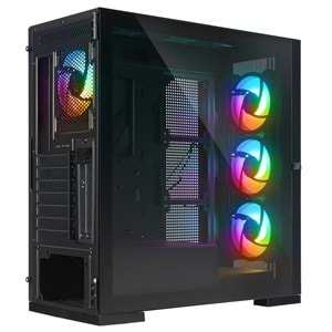 Rampage MAGNIFIC Mesh Manyetik Temperli Camlı Siyah 4*12cm RGB Fan ATX Mid-T Gaming Oyuncu Kasası