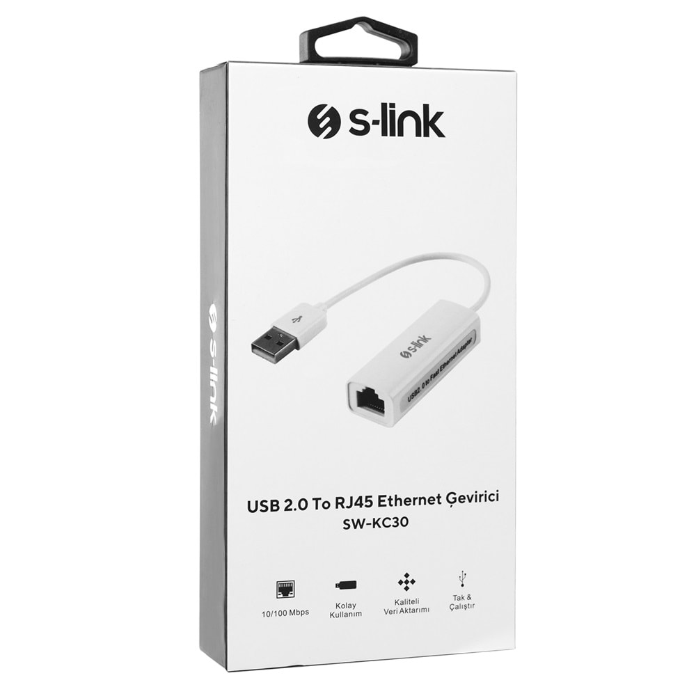 S-link SW-KC30 Usb 2.0 To RJ45 Win10 Uyumlu Ethernet Çevirici