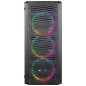 Everest MEGA V2 Mesh Panel 600W Temperli Camlı 4x12cm Auto RGB Fan ATX Mid-T Gaming Oyuncu Kasası