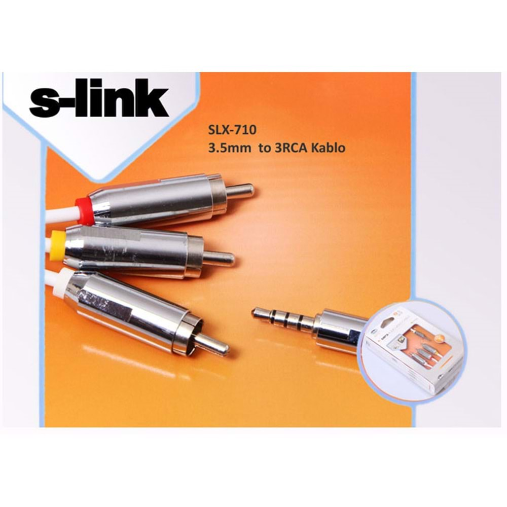 S-link SLX-710 3.5mm 4 to 3RCA Ipod/Kamera/PSP Kablo